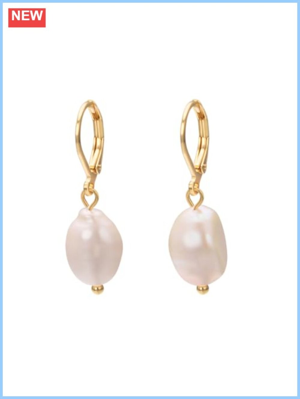 Gold Plated Baroque Pearl Drop Earrings Hypoallergenic Women's Jewelry